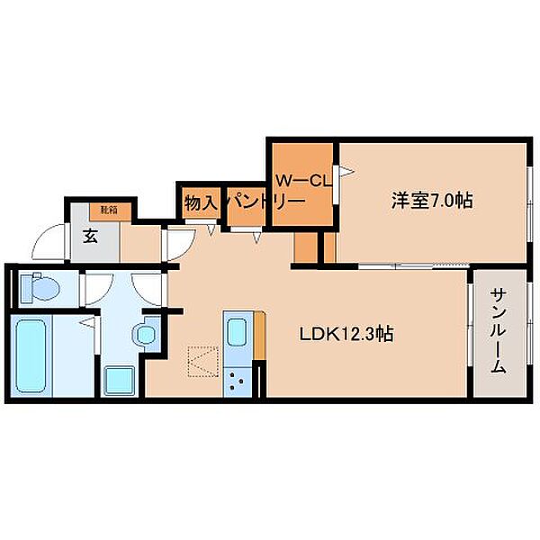 フェリーチェ ｜京都府木津川市木津町瓦谷(賃貸アパート1LDK・1階・50.42㎡)の写真 その2