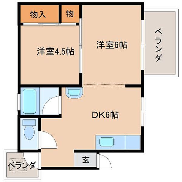 ＦＳマンション D-2｜奈良県奈良市三条町(賃貸マンション2DK・4階・35.00㎡)の写真 その2