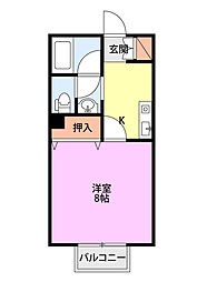 アマール 1Kの間取図画像