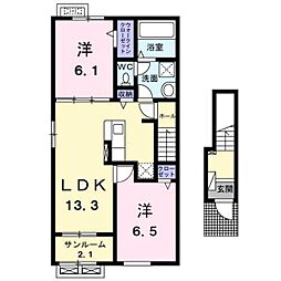 クエストMK1 2LDKの間取図画像