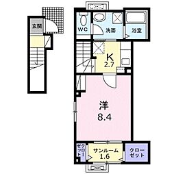 新発田市緑町1丁目アパート 1Kの間取図画像