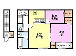 ヒルズ聖籠1 2LDKの間取図画像