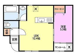 ヒルズ聖籠1 1LDKの間取図画像