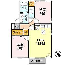 オークデールA 2LDKの間取図画像