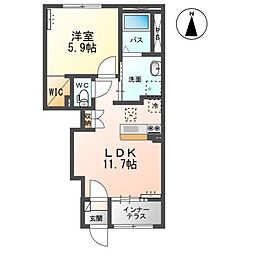 新発田市富塚町2丁目アパート 1LDKの間取図画像