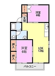 ヴィラ・ファミィーユ 2LDKの間取図画像