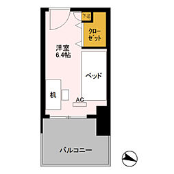 ロイヤルパークスER万代 ワンルームの間取図画像