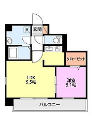 レジュイール東中通 1LDKの間取図画像