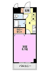 コートシャンベル 1Kの間取図画像