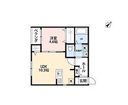 Rooms川端町 1LDKの間取図画像