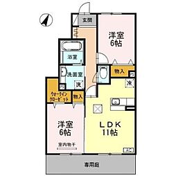 ピオニー 2LDKの間取図画像