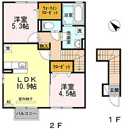 こもれび参番館 2LDKの間取図画像