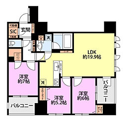 レーベン新潟THETOWERMARKS 3LDKの間取図画像