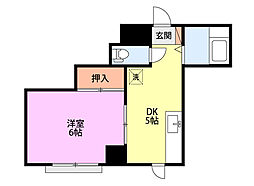 コーポ寄附町 1DKの間取図画像