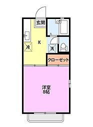 アルシャルム2 1Kの間取図画像