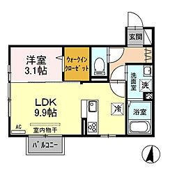 エムアンドエス白山浦 1LDKの間取図画像