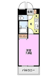 ドルトワール南笹口 1Kの間取図画像