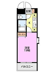 ドルトワール南笹口 1Kの間取図画像