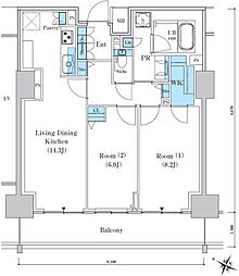 ロイヤルパークスER万代 2LDKの間取図画像