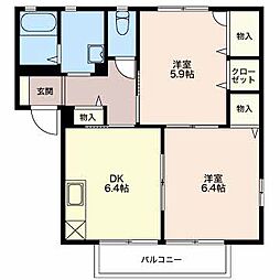 シャーメゾン・ランブルE 2DKの間取図画像