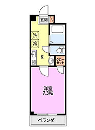 Lily-be穂高 1Kの間取図画像