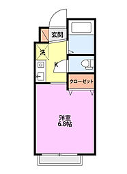 プレジール野中 1Kの間取図画像
