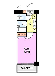 ワンノール米山B 1Kの間取図画像