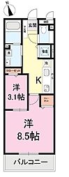 レジデンスヒルイースト新光 2Kの間取図画像