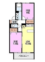 サンバレイニッコーF 2LDKの間取図画像