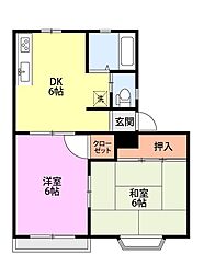 サンハイツ 2DKの間取図画像