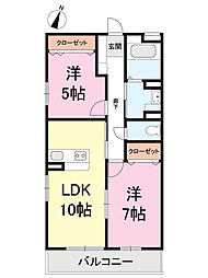 マンションレイルウェイ 2LDKの間取図画像