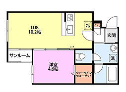 グローリッジ燕吉田 1LDKの間取図画像