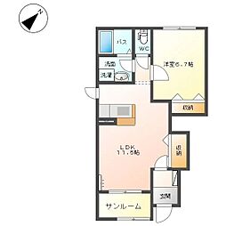 アル・ソーレ 1LDKの間取図画像