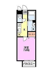 Common燕南 1Kの間取図画像