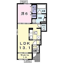 カーサプリート3 1LDKの間取図画像