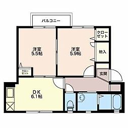 セント・エルモスM 2DKの間取図画像