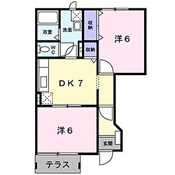 クレストA 2DKの間取図画像