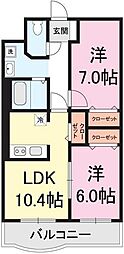 ピュアライフ坂井 2LDKの間取図画像