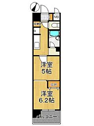ヴィラ東中通 2Kの間取図画像