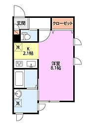エレーヴ大学前 ワンルームの間取図画像