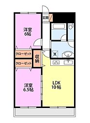 グランディオス白鳥 2LDKの間取図画像