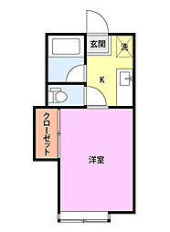 アイビーハウス 1Kの間取図画像