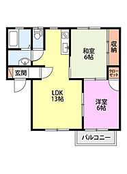 アトラス小針C 2LDKの間取図画像