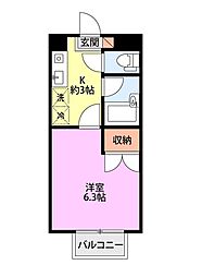 ヴィラWEST 1Kの間取図画像