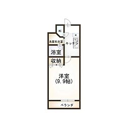 レジュイール 1Kの間取図画像