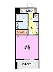 グレイスハイツ東中通タワー 1Kの間取図画像