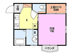スウィーツ 1Kの間取図画像