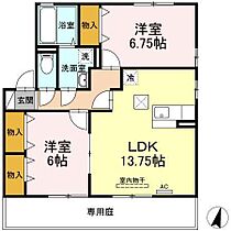 リビングタウン田代外町 A101 ｜ 佐賀県鳥栖市田代外町（賃貸アパート2LDK・1階・62.95㎡） その2