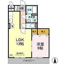 リビングタウン田代外町 D310 ｜ 佐賀県鳥栖市田代外町（賃貸アパート1LDK・3階・46.03㎡） その2