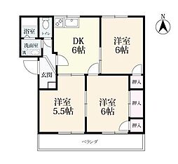 リッツハウス立石 2階3DKの間取り